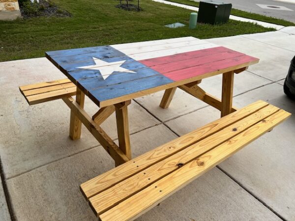 Texas flag picnic table
